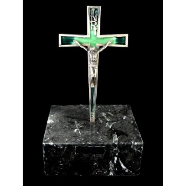 Cruz Cristo esmalte verde